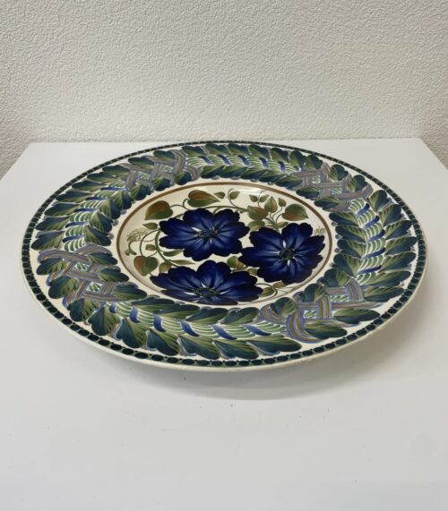 Vintage Keramik Flachteller mit blauem Blumenmuster Copenhagen
