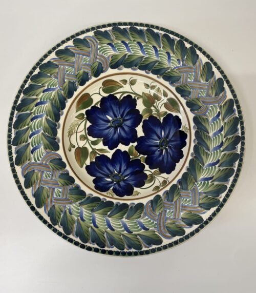 Vintage Keramik Flachteller mit blauem Blumenmuster Copenhagen