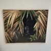 Modernes Ölgemälde Panther im Blattwerk auf Leinwand signiert