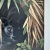 Modernes Ölgemälde Panther im Blattwerk auf Leinwand signiert