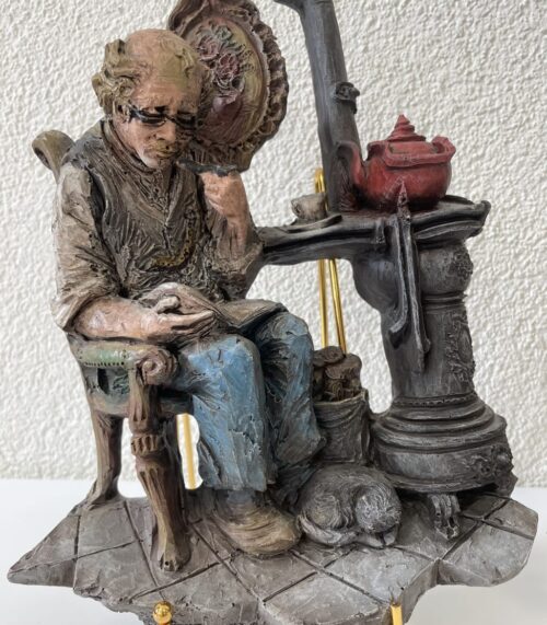 Vintage Figuren Oma mit Kind und alter Mann bemalt