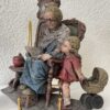 Vintage Figuren Oma mit Kind und alter Mann bemalt
