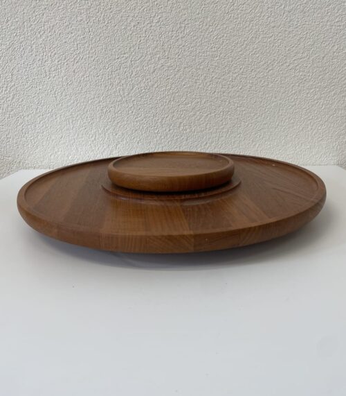 Vintage drehbare Servierplatte Holz Nissen Dänemark