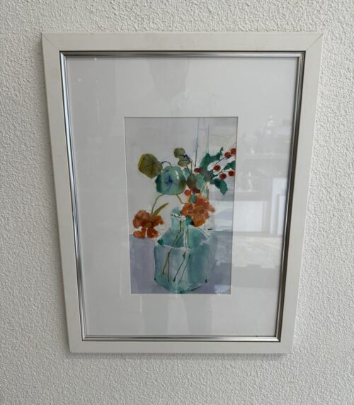 Vintage Aquarell Blumenstillleben von Hans Ruedi Sieber, ca. 1990er Jahre
