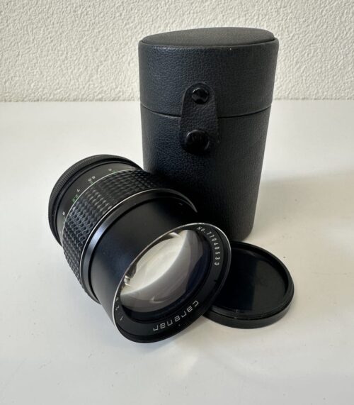 Vintage Carenar Kameraobjektiv schwarz mit Deckeln