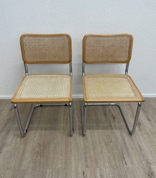 Vintage Kantinenstuhl mit Geflecht Made in Italy