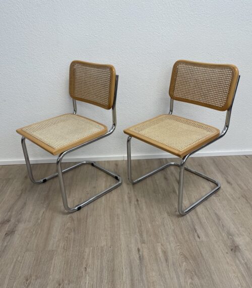 Vintage Kantinenstuhl mit Geflecht Made in Italy