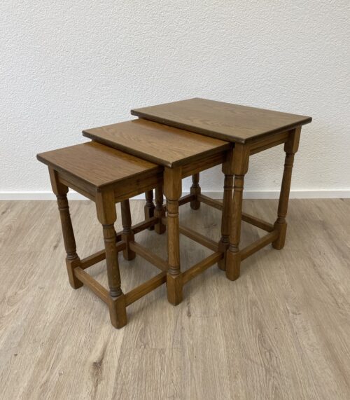 Landhausstil Beistelltisch Set aus Holz, 3-teilig