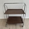 Mid-Century Servierwagen aus Holzfurnier mit Chromgestell