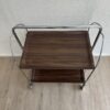 Mid-Century Servierwagen aus Holzfurnier mit Chromgestell