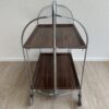Mid-Century Servierwagen aus Holzfurnier mit Chromgestell