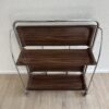 Mid-Century Servierwagen aus Holzfurnier mit Chromgestell