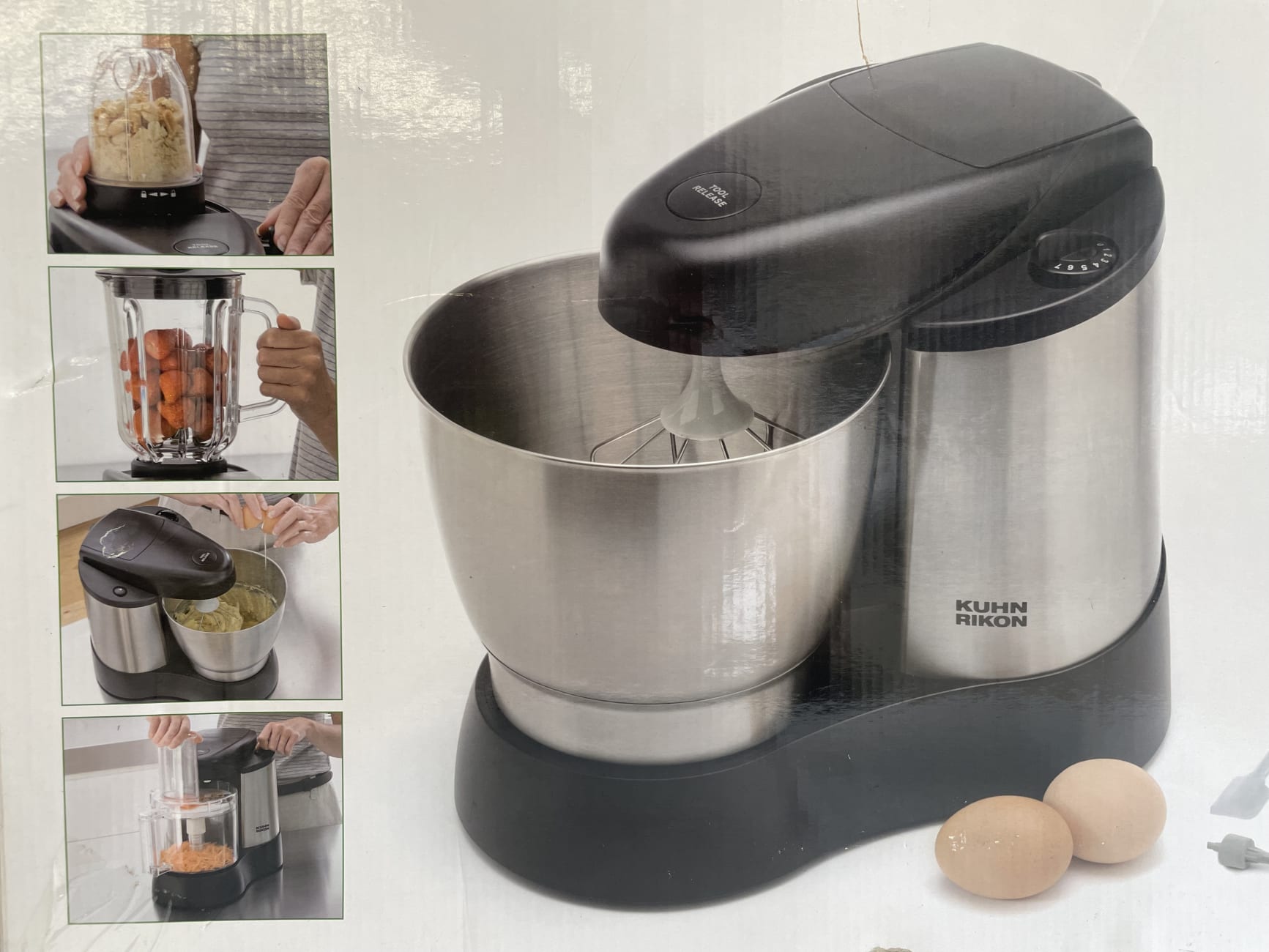 Kuhn Rikon Küchen-Center mit Edelstahl-Schüssel und Glas-Mixer