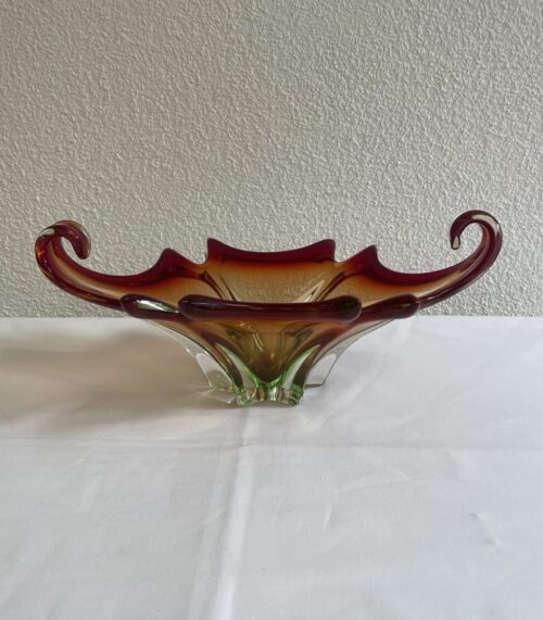 Deko-Schale aus Glas mit rot-goldenem Farbverlauf