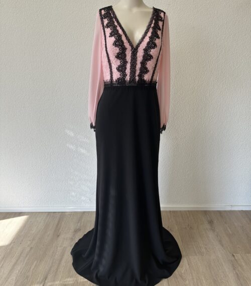 Rosa Clara Cocktailkleid schwarz rosa mit Spitze, Grösse 42