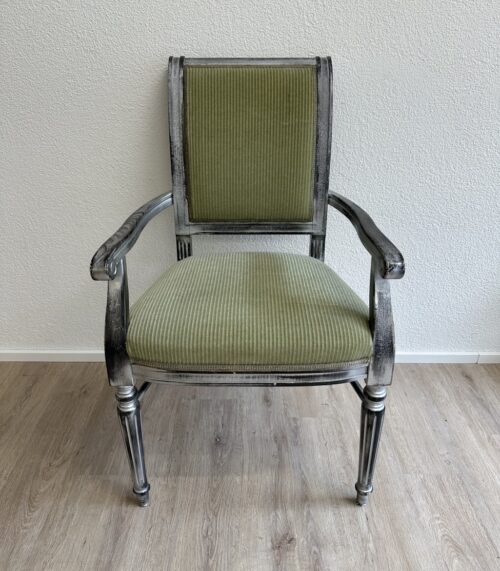 Sessel mit Metall-Holzgestell und Ripp-Polsterung