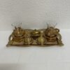 Orientalisches Teeservice aus Metall und Glas mit Tablett