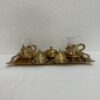 Orientalisches Teeservice aus Metall und Glas mit Tablett