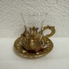 Orientalisches Teeservice aus Metall und Glas mit Tablett