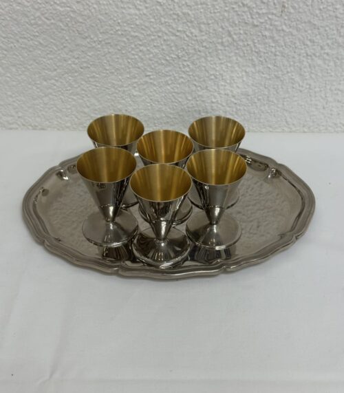 Modernes Schnapsgläserset mit 6 Gläsern und ovaler Servierplatte
