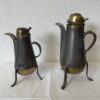 Vintage Kaffeekanne aus vernickeltem Metall mit Messing, 2 Grössen
