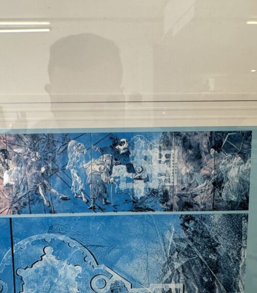 Hans Erni Druck „Panta Rhei“ 1979 im Holzrahmen ca. 60 x 50 cm