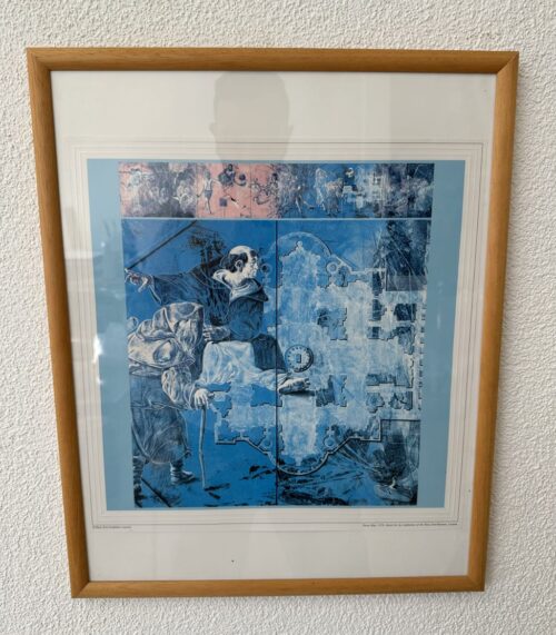 Hans Erni Druck „Panta Rhei“ 1979 im Holzrahmen ca. 60 x 50 cm