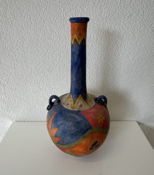Bunte keramische Amphoren-Vase mit Henkeln