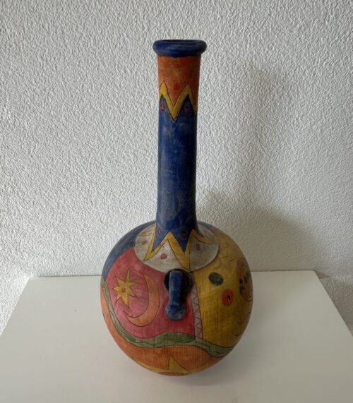 Bunte keramische Amphoren-Vase mit Henkeln