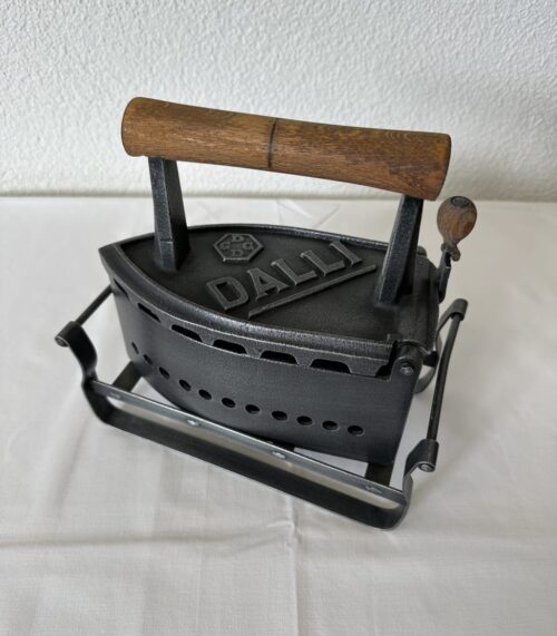 Dampfglätteisen aus Gusseisen mit Holzgriff Vintage