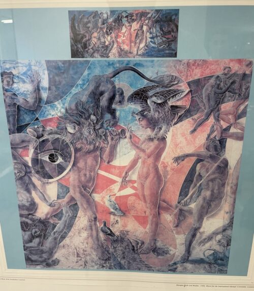 Hans Erni Kunstdruck Olympia-Myth and Reality 1986 im Rahmen