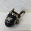 Vintage Tabakpfeife schwarz mit Metallverzierungen und Deckel