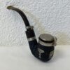 Vintage Tabakpfeife schwarz mit Metallverzierungen und Deckel