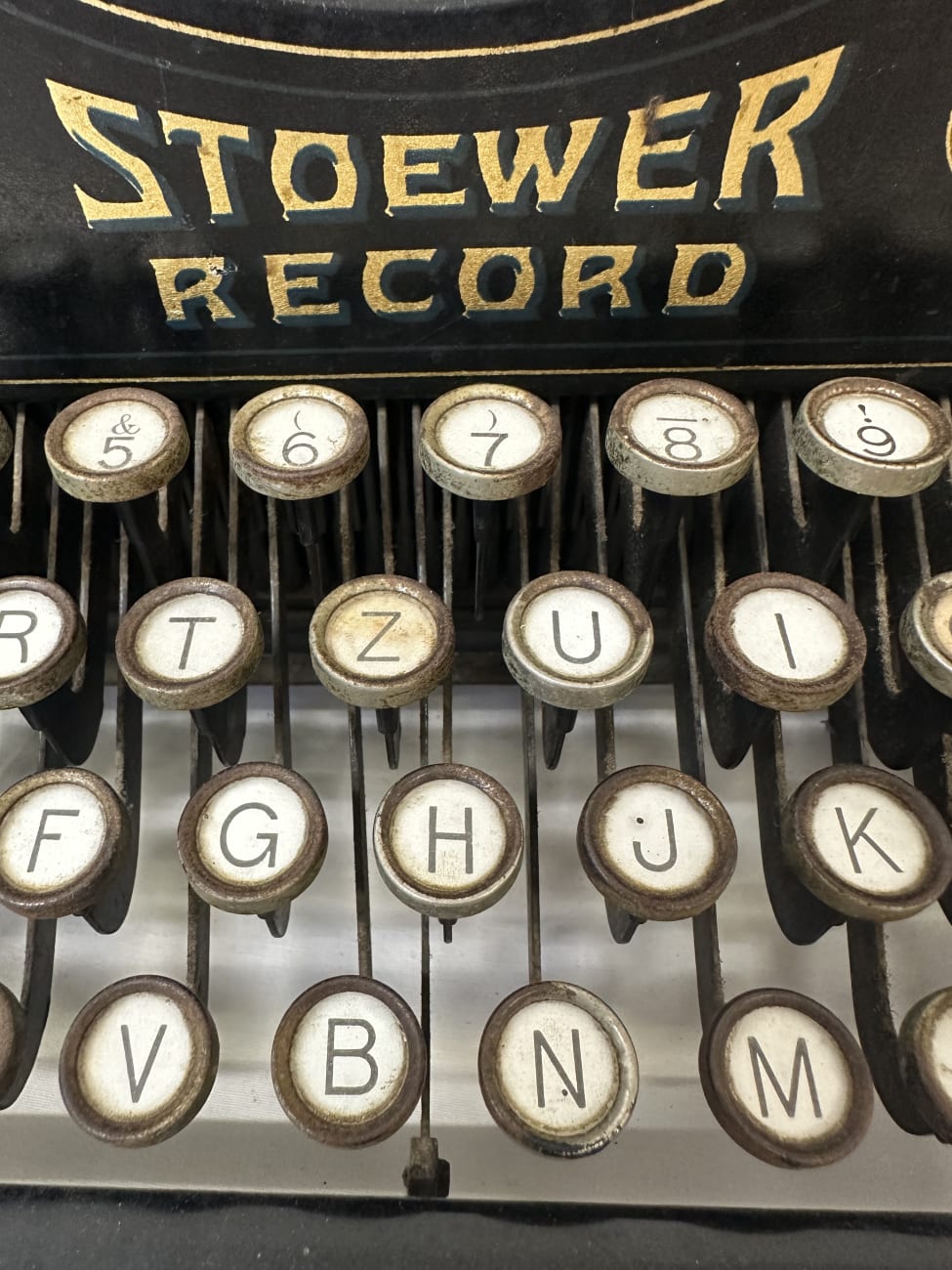 Vintage Schreibmaschine STOEWER RECORD aus Metall, schwarz