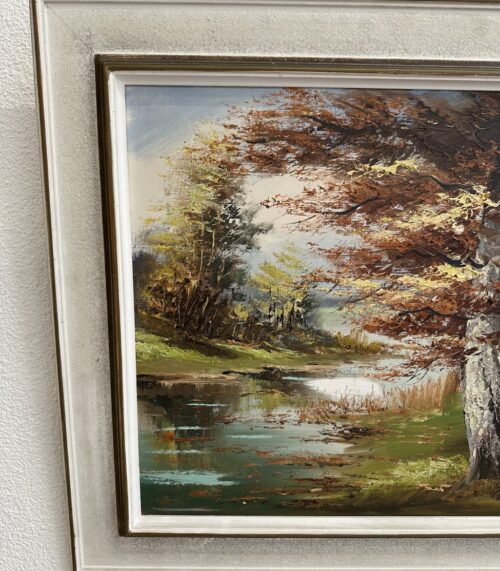 Ölgemälde Herbstlandschaft mit Bäumen im Rahmen