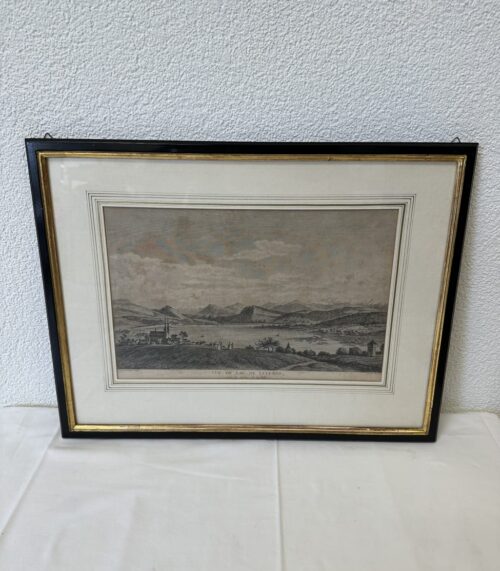 Antiker Kunstdruck Vue du lac de Lucerne im Holzrahmen