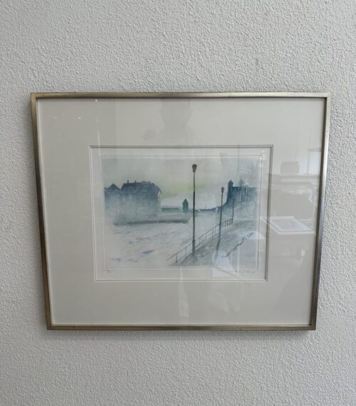 Aquarell Hafenszene von Walter Dihl 7/50 im Rahmen