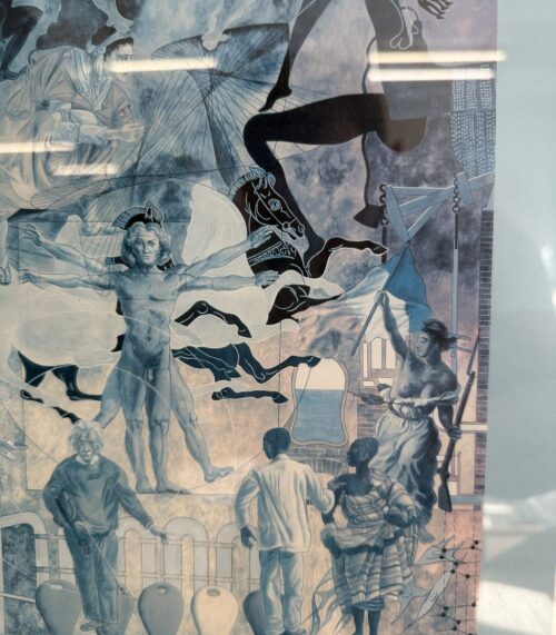 Kunstdruck Hans Erni The Development of Mankind im Holzrahmen