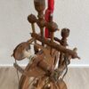 Antikes Holz Spinnrad handbetrieben mit Dreibein Fuss