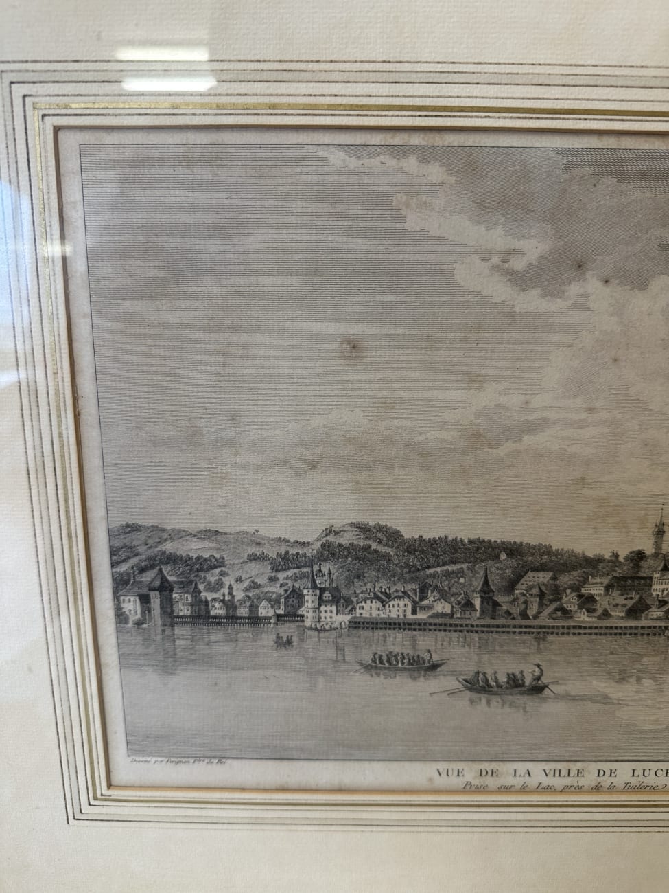 Historische Stadtansicht Luzern 19. Jh. als Kupferstich Perignon