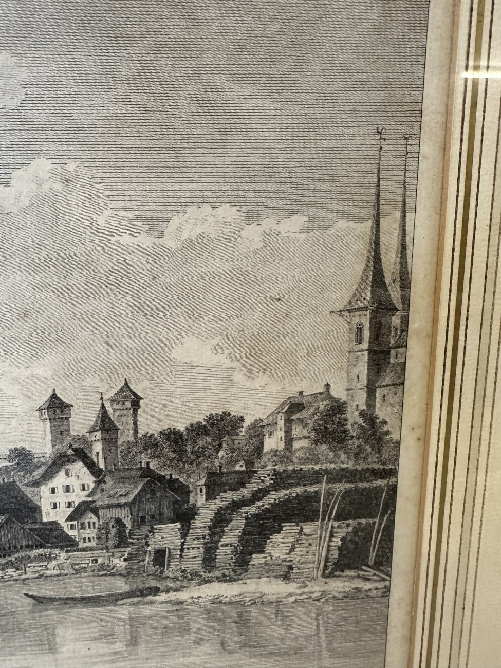 Historische Stadtansicht Luzern 19. Jh. als Kupferstich Perignon