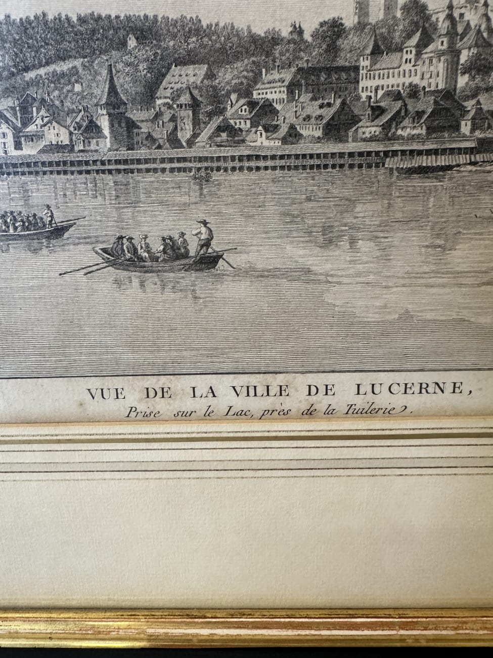 Historische Stadtansicht Luzern 19. Jh. als Kupferstich Perignon