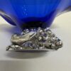 Vintage Glasschale in Blau mit dekorativem Metallfuss