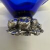 Vintage Glasschale in Blau mit dekorativem Metallfuss