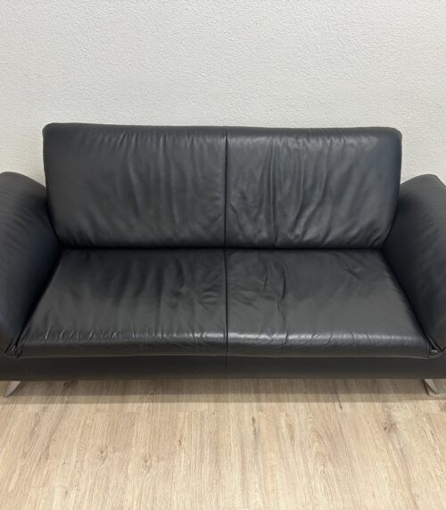 Modernes Designer 2-Sitzer Ledersofa von KOINOR in Schwarz