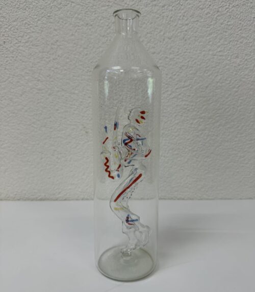 Vintage Glasvase mit abstrakter bunter Innenfigur limitiert