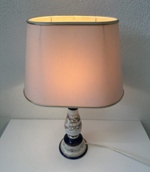 Vintage Tischlampe Keramik mit floralem Dekor aus Italien