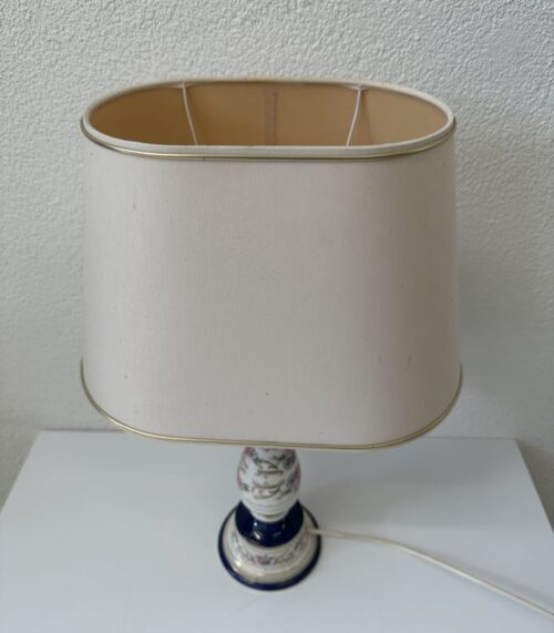 Vintage Tischlampe Keramik mit floralem Dekor aus Italien