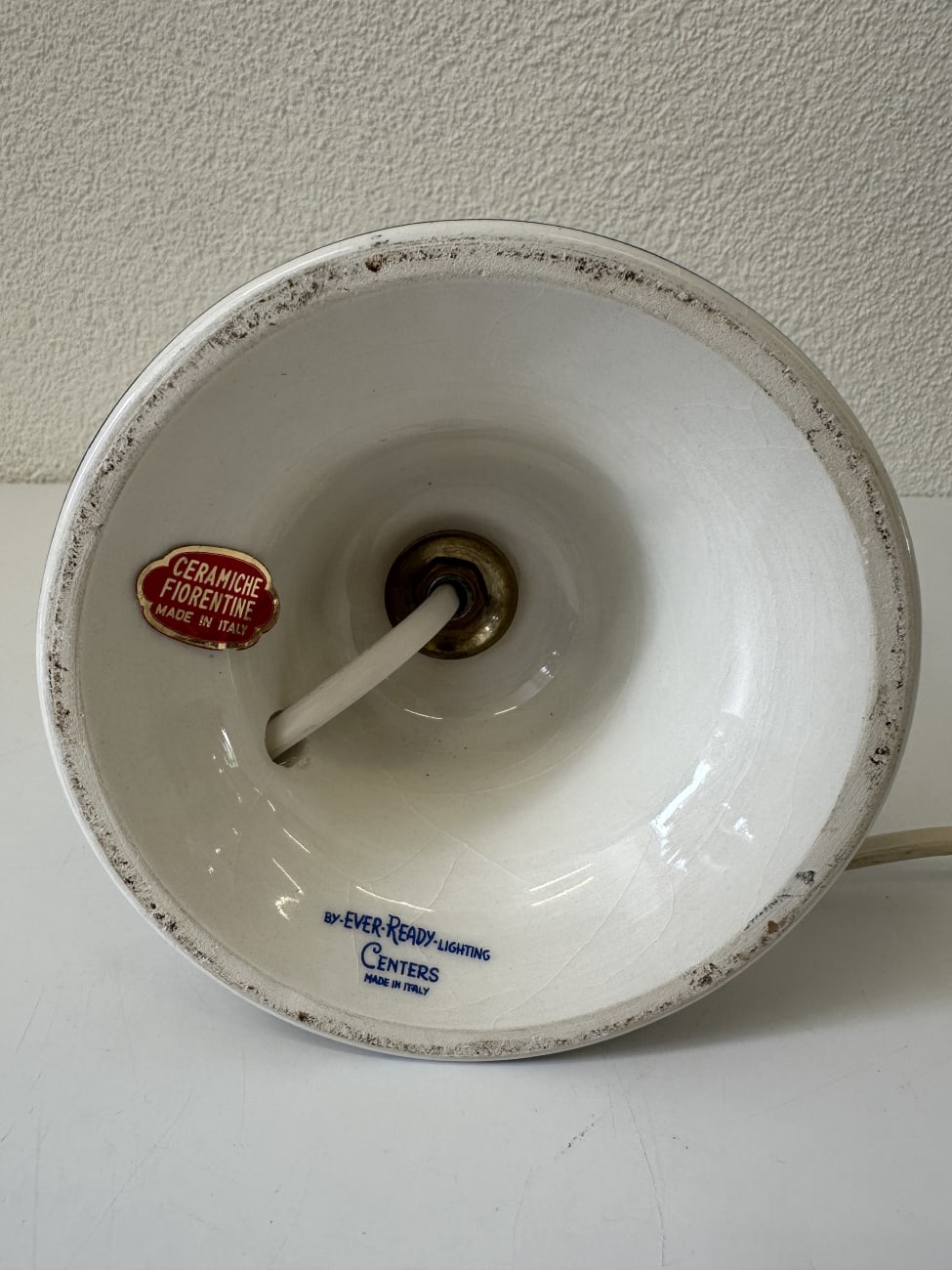 Vintage Tischlampe Keramik mit floralem Dekor aus Italien