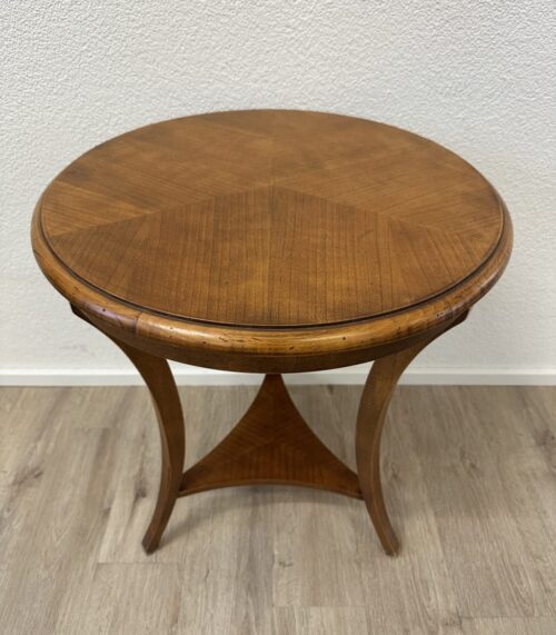 Vintage runder Beistelltisch aus Holz mit Flechtmuster